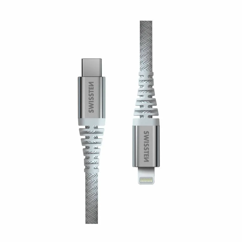 Cabo Swissten Kevlar USB-C p/ Lightning 3A 1.5m Branco