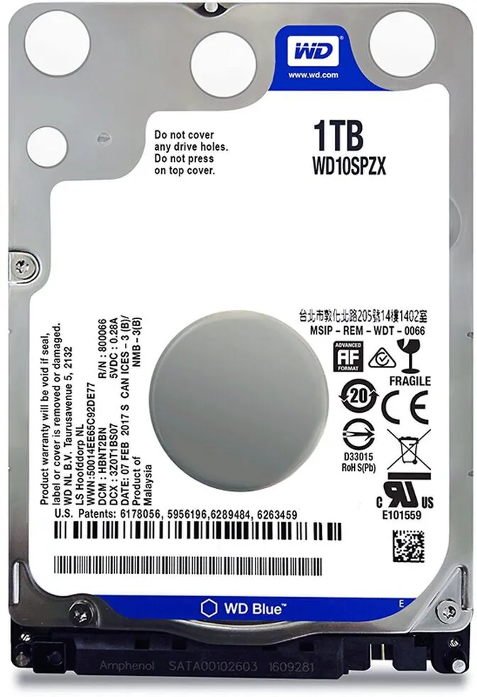 Disco 2.5" Western Digital Blue 1TB 5400rpm 128MB SATA III