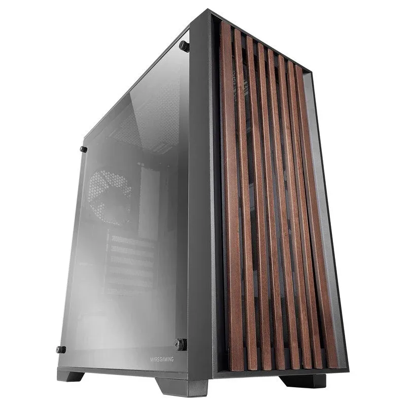 Caixa ATX Mars Gaming MC-WOOD Chromed Glass Preta
