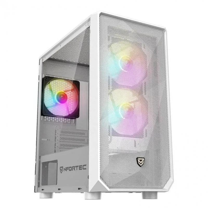 Caixa de Computador Nfortec Dys Vidro Temperado USB 3.0 ARGB Branca