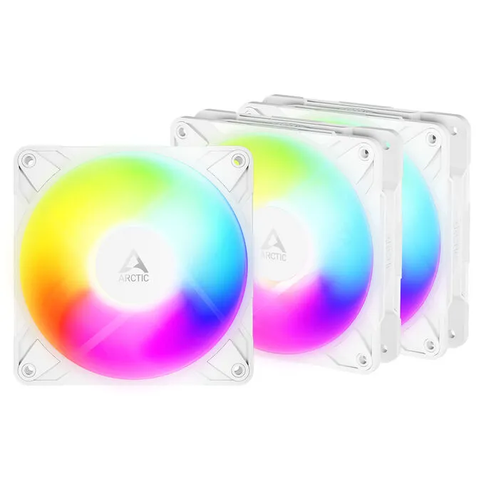 Ventoinha Arctic P12 PRO Reverse PWM PST ARGB 120mm (Pack 3) - Branco
