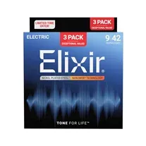 Jogo Cordas Guitarra Eléctrica Elixir Nanoweb Nickel Plated Steel 009-042 (3 pack)