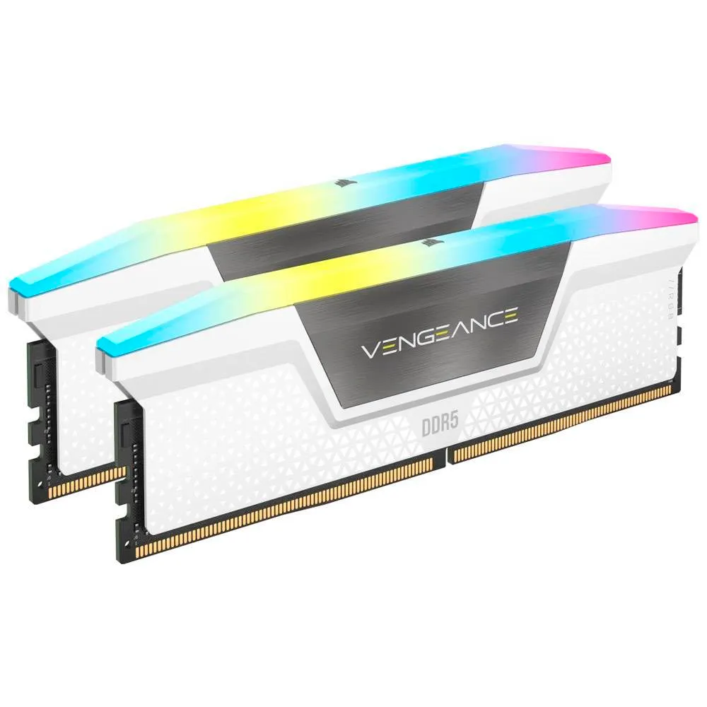 Memória RAM UDIMM Corsair Vengeance RGB 16GB (2x8GB) DDR5-5200MHz (AMD Expo/Intel XMP) CL40 (40-40-40-77) 1.25V Branca