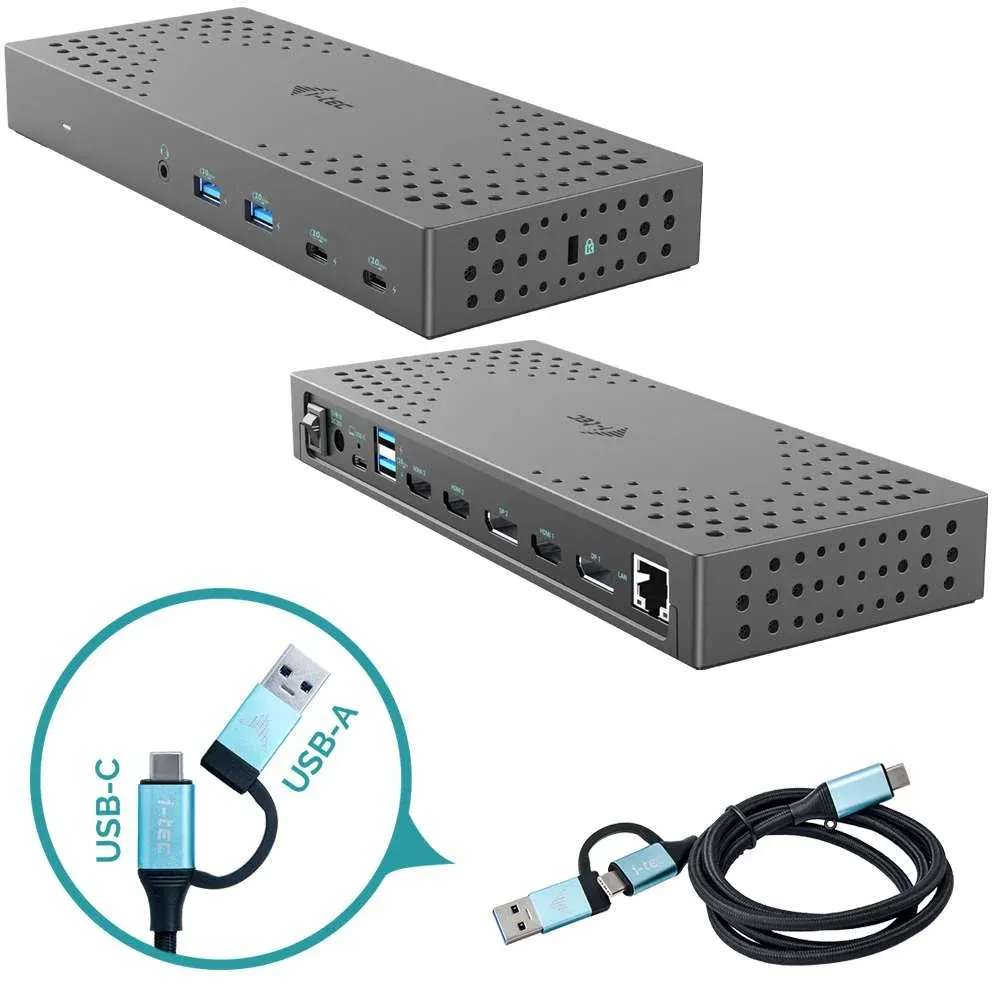 Docking Station i-tec USB 3.0 / USB-C / Thunderbolt 3x Display 4K Gen 2 até 100W - s/Carregador
