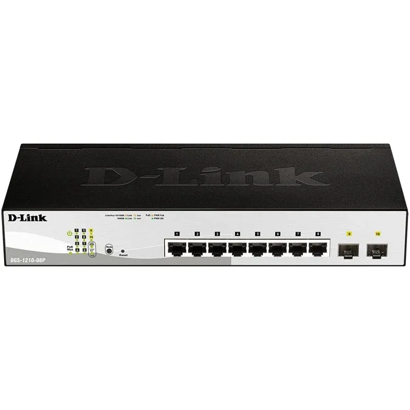 D-Link DGS-1210-08P Switch 8 Portas Gigabit PoE 2 Portas SFP