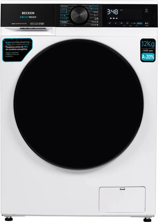 Máquina de Lavar Roupa BECKEN Boostwash BWM8816N (12 kg - 1400 rpm - Branco)