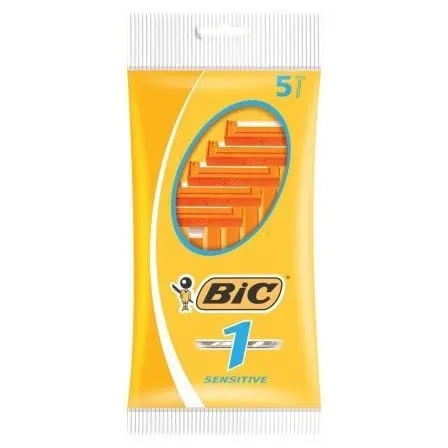 Máquina de Barbear Descartável Sensitive 1 5 Unidades BIC