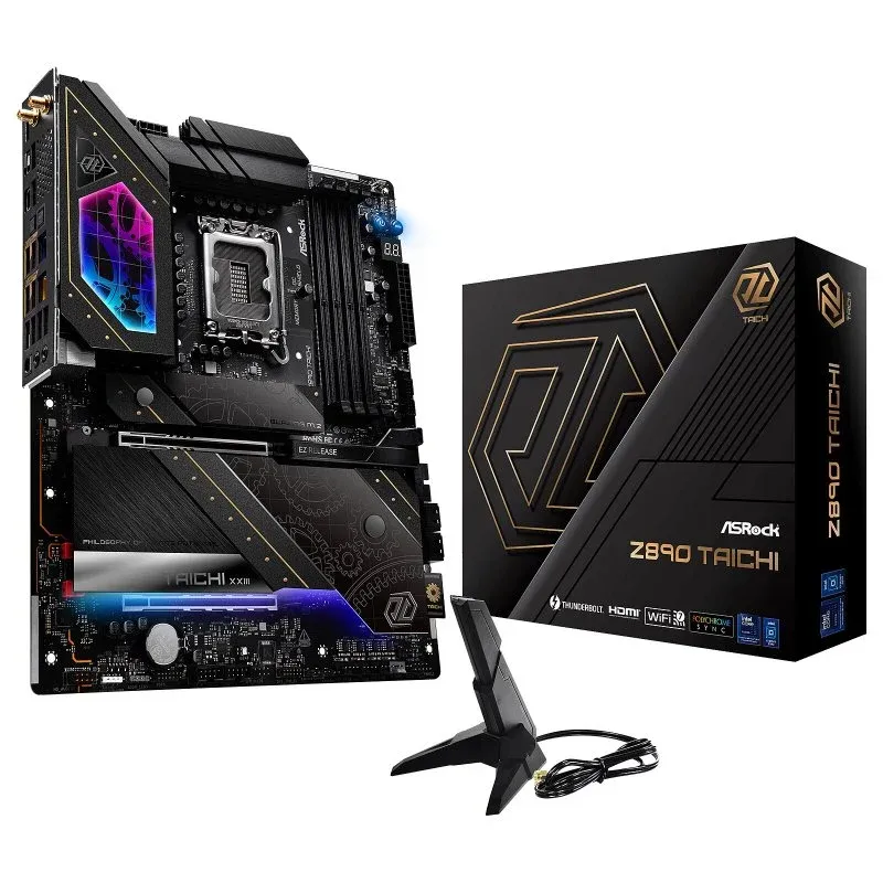 Placa mãe ASROCK Z890 LGA1851 ATX Taichi DDR5 PCIe 5.0 Multi-GPU Áudio Premium