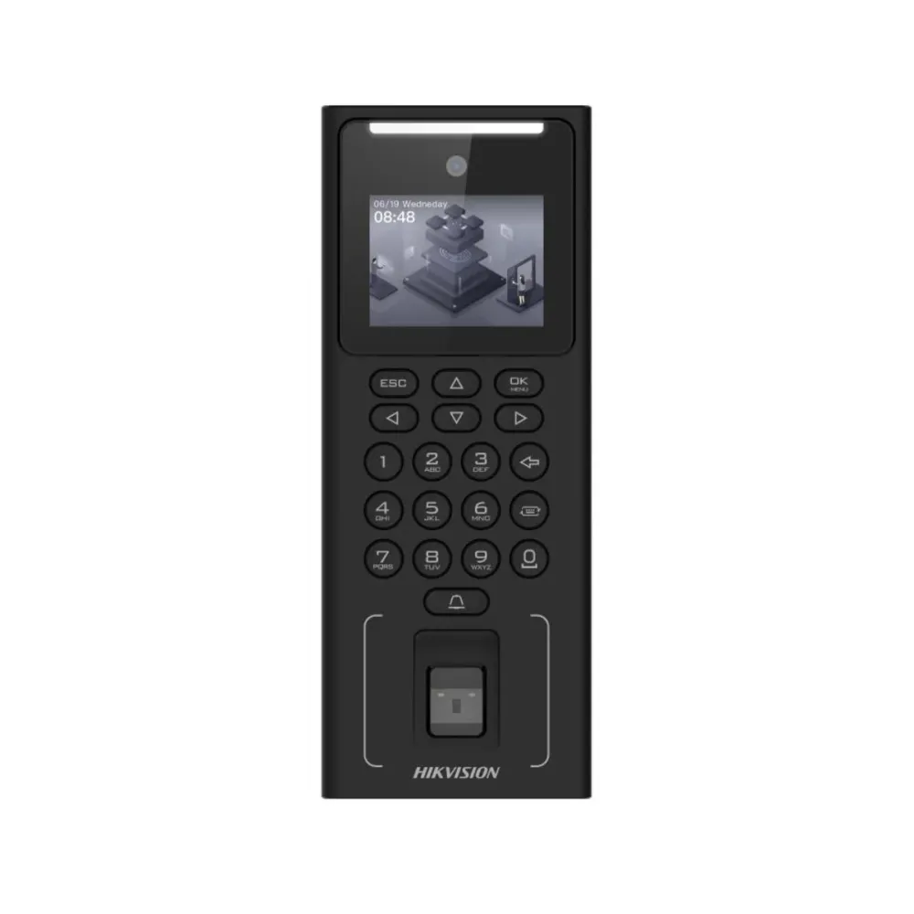 Controlo de Acesso PoE Hikvision Facial, impressão digital, cartão MF e PIN - DS-K1T321MFWX