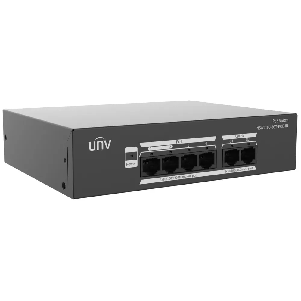 Uniview NSW2100-6GT-POE-IN Switch de Rede PoE NSW2100-6GT-POE-IN