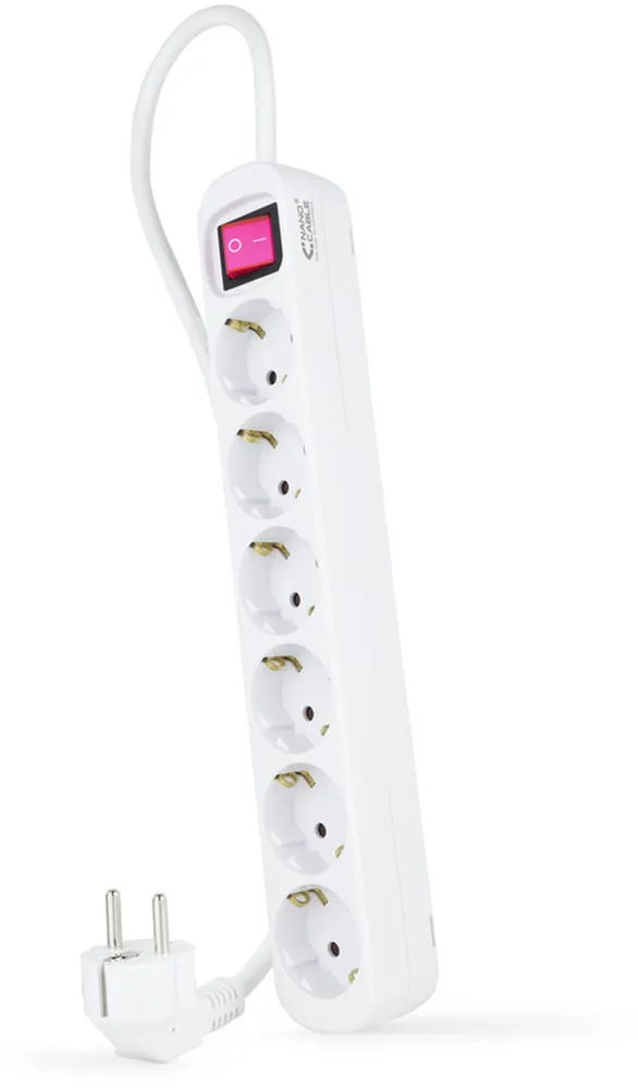 Régua Nanocable 6 Tomadas com switch 1.4 M Branco