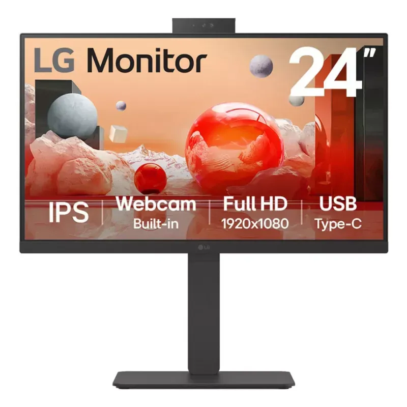 LG MONITOR IPS 24" (23.8") 16:9 FHD HDMI DP USB-C COLUNAS WEBCAM PIVOT 24BA850-B