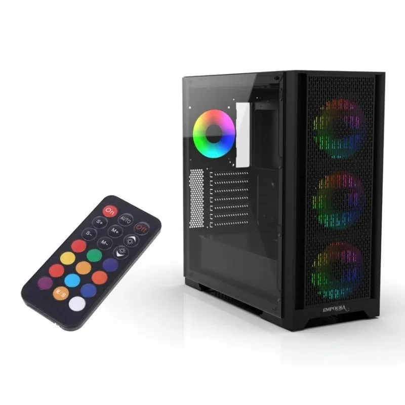 Caixa PC Inca EMG-17XB Midi Tower ATX Vidro Temperado RGB Preto Gaming