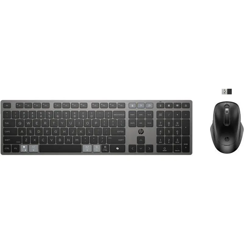 Teclado HP 725 sem fios recarregável multi-aparelhos preto full size Francês