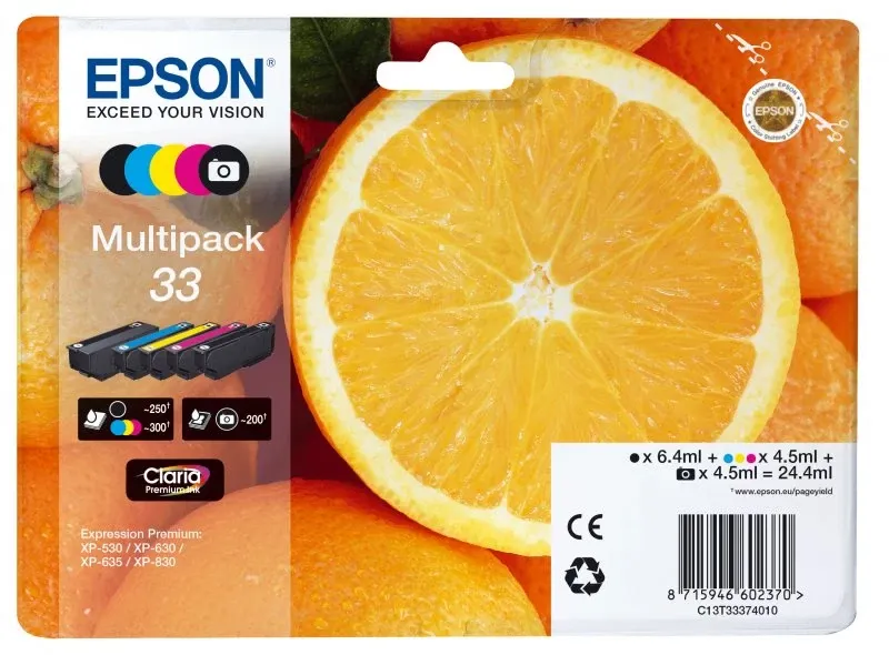 Tinteiro EPSON 33 Multipack 5 Cores - Expression Home XP-530/630/635/830/900/7100
