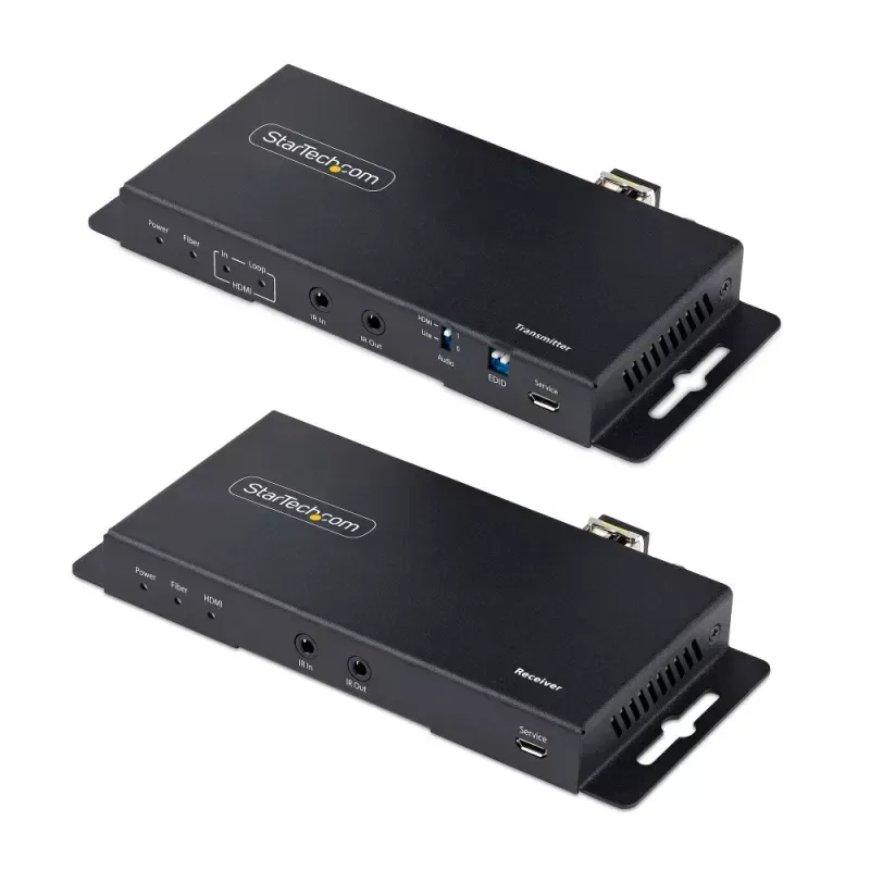 StarTech.com 4K HDMI over Fiber Extender Kit, 4K 60Hz up to 3300ft/1km (Single Mode) or 1000ft/300m (Multimode) LC Fiber Optic, HDR/HDCP, Audio/RS232/IR Extender, HDMI Video Extender - Transmitter and Receiver Kit (ST121HD20FXA2) - Extensor de vídeo/