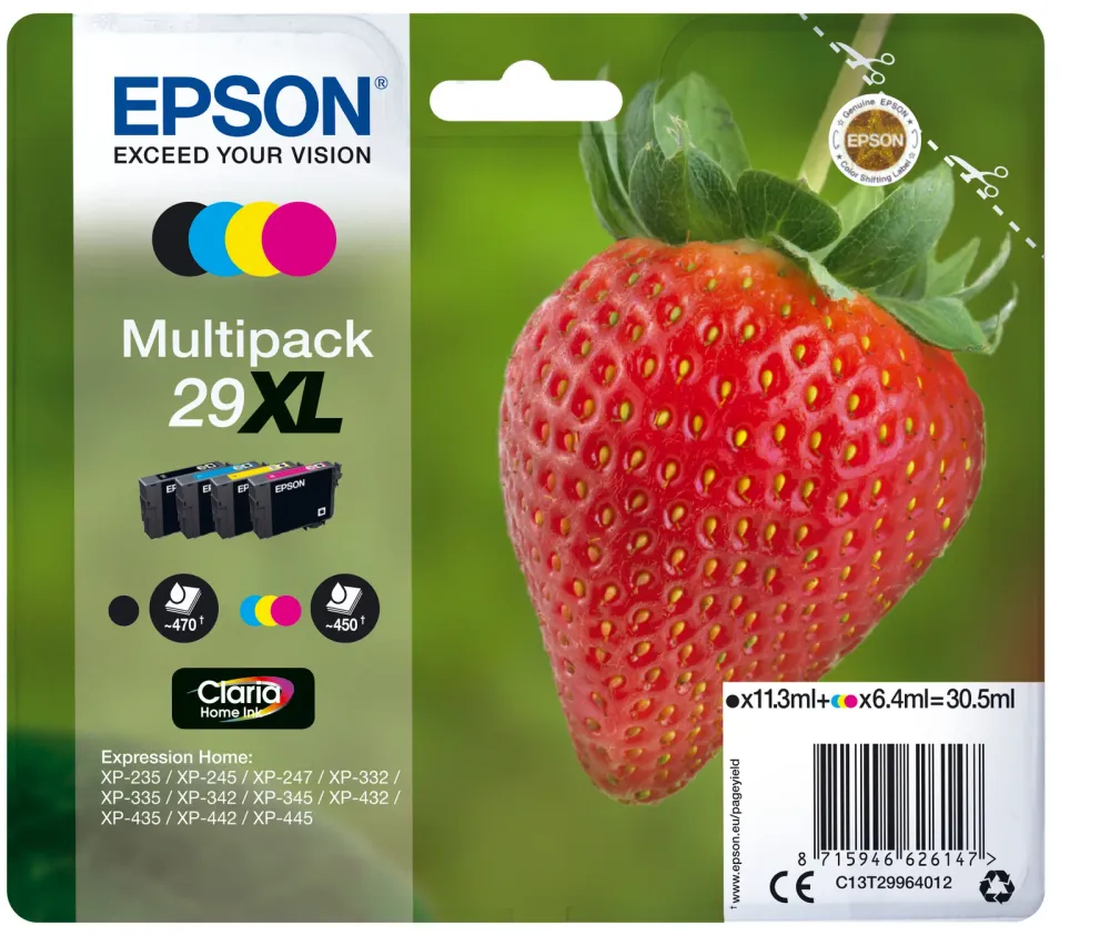 Tinteiro EPSON 29 Multipack 4 Cores XL - Expression Home XP -2xx/3xx/4xx