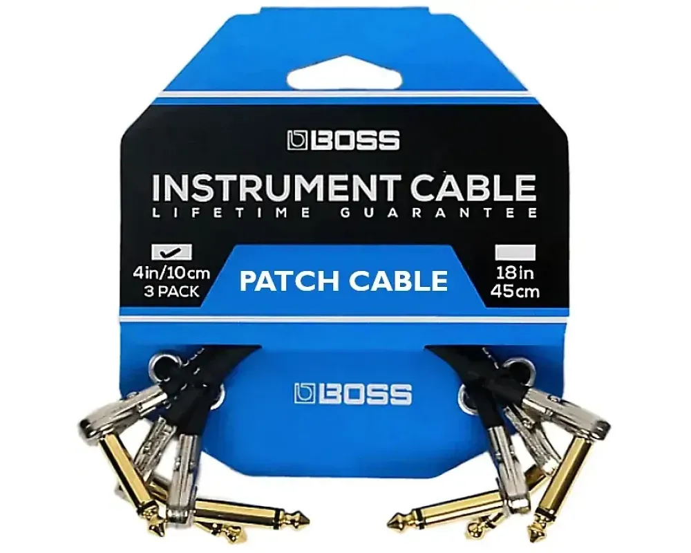 BOSS BPC-4-3 Cabo Audio Patch Jack mono 10cm (Pack 3 Cabos) para Pedalboards Garantia Vitalícia