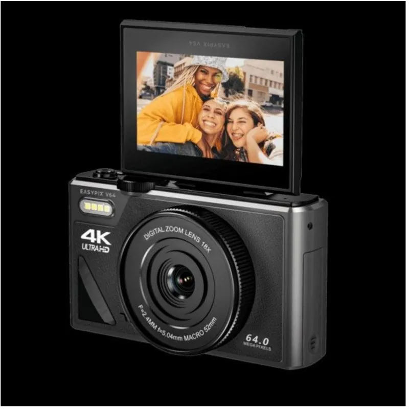 Câmara Digital EasyPix V64 Flip Preta 64 Mpx WiFi 4K