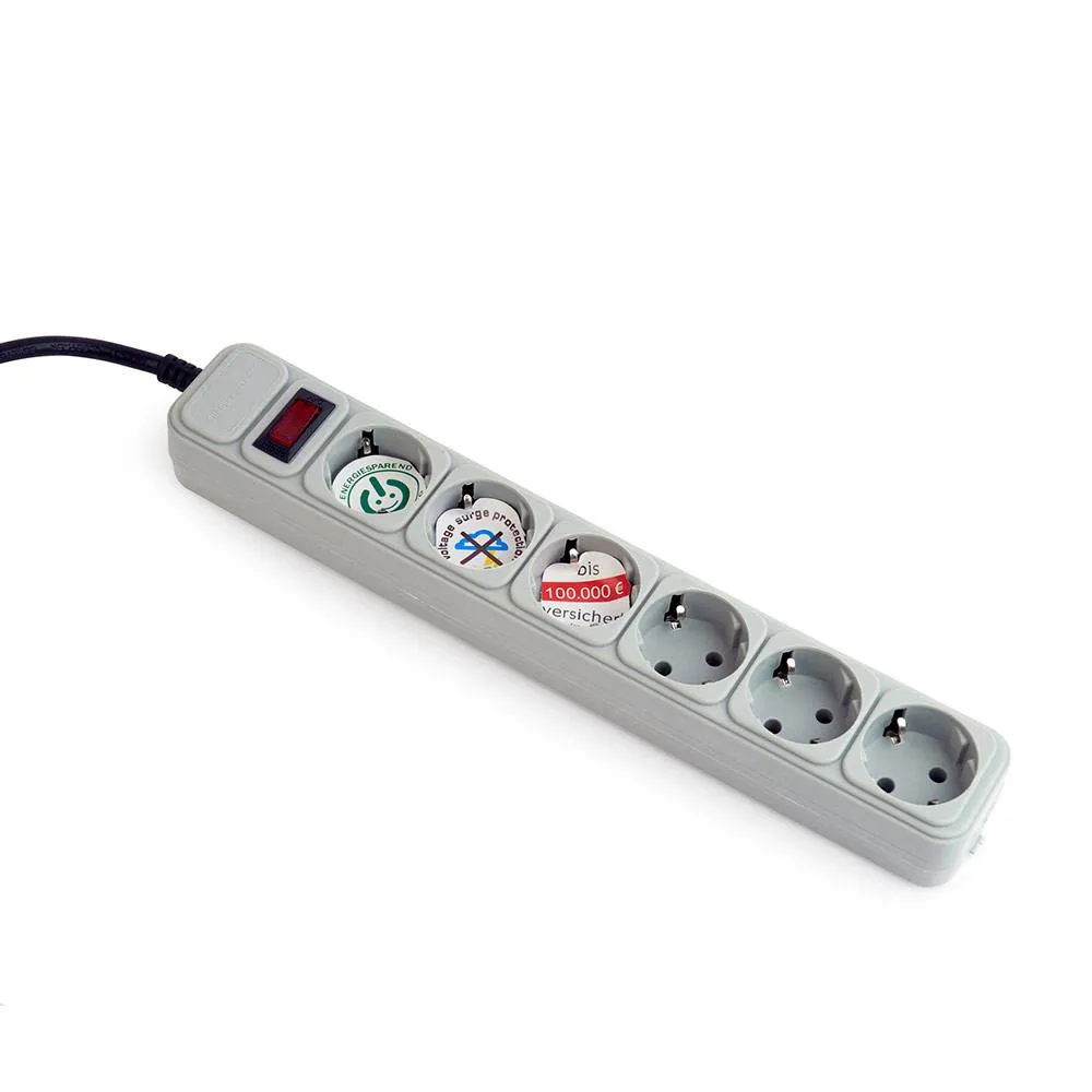 Régua de Proteção Gembird SPG6-B-6C 6 Tomadas 1.8m Cinza