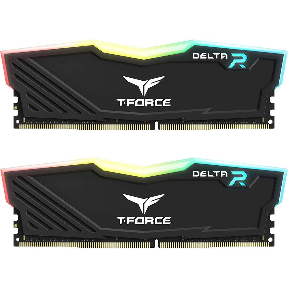 Memória RAM UDIMM TEAMGROUP T-Force Delta RGB 32GB (2x16GB) DDR4-3200MHz (Intel XMP) CL16 (16-20-20-40) 1.35V Preta