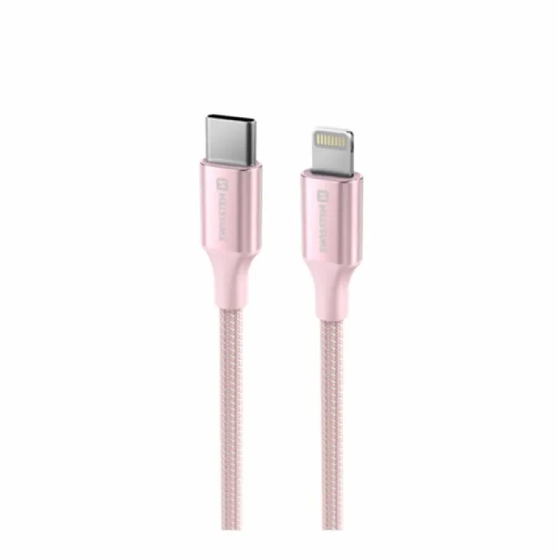Swissten - Textile II Cable USB-C - Lightning (1.5m-pink)