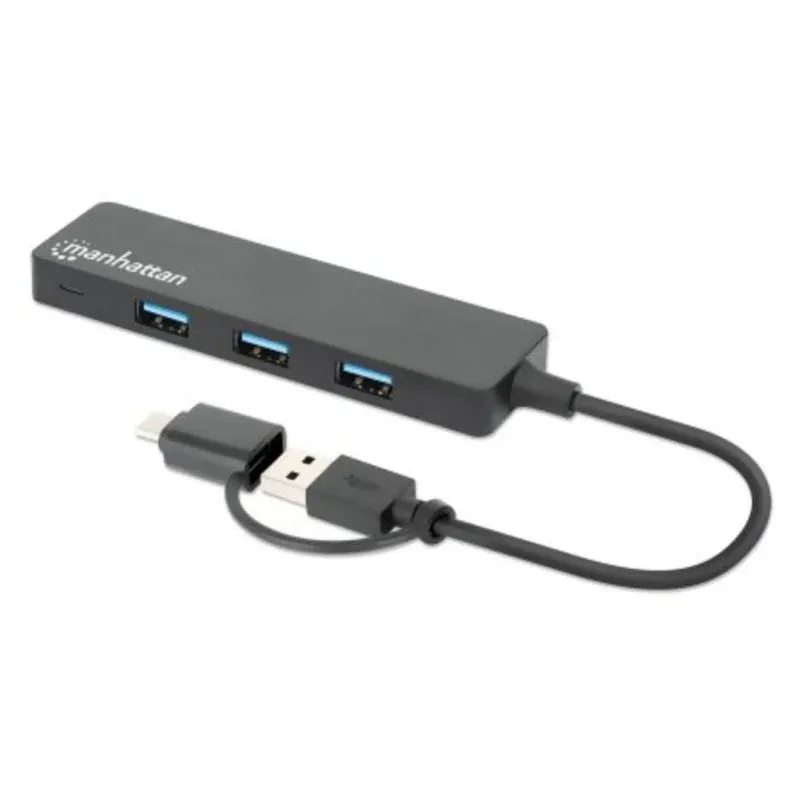 Hub Manhattan 4 portas 5 Gbps USB 3.2 Gen 1 USB-C USB-A portátil