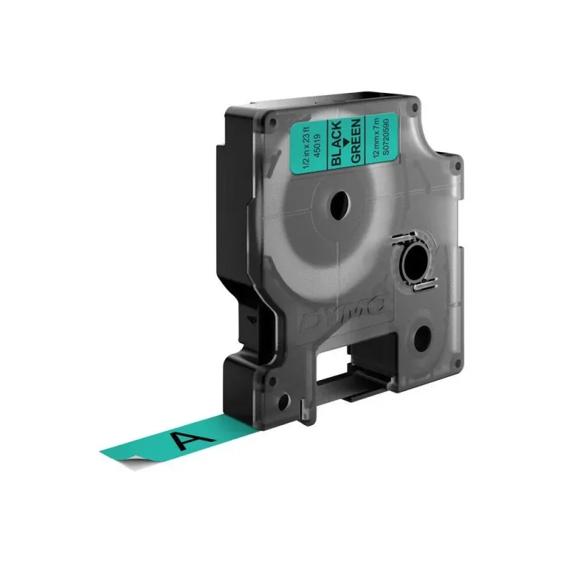 Fita Compatível Dymo D1 45019 - 12mm x 7 metros Preto/Verde S0720590