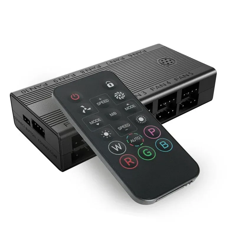Mars Gaming MF-HUB Controlador de Ventoinhas e Sincronização ARGB com 10xPWM, 10xARGB e Comando Remoto