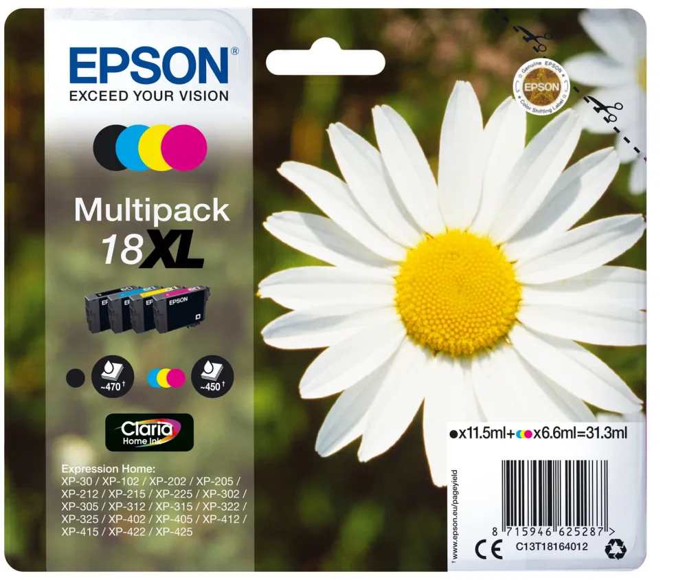 Tinteiro EPSON 18 Multipack 4 Cores XL - XP-30/x02/x05/x12/x15/x22/x25