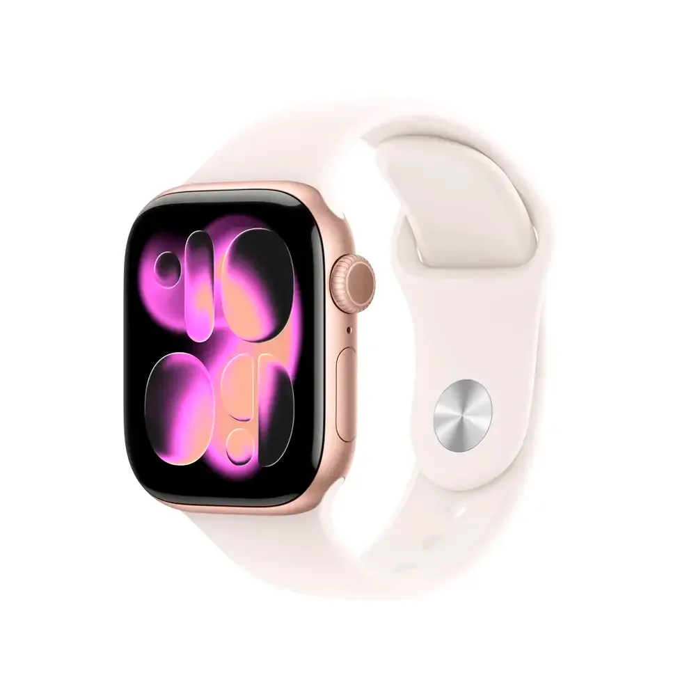 Apple Watch Series 11 GPS 42mm Alumínio Rosa-dourado c/ Bracelete Desportiva Rosa Leve - S/M