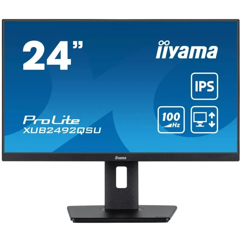 iiyama ProLite XUB2492QSU-B1 Monitor 23.8" IPS QHD 100Hz com Altura Ajustável, Altifalantes e Adaptive Sync