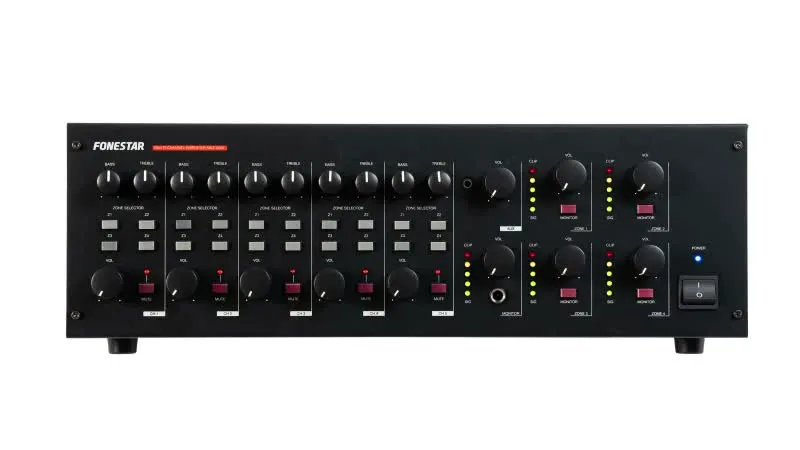 Amplificador de megafonia com matriz e multicanal 4 x 60 W RMS - MAZ-0604