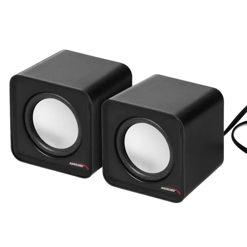 Altifalantes Audiocore 2 vias com cabo 3W USB design compacto para PC