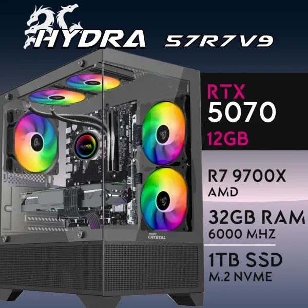PC Gaming HYDRA-57R7V9 - R7 9700X | RTX5070 12GB | 32GB | M.2 1TB