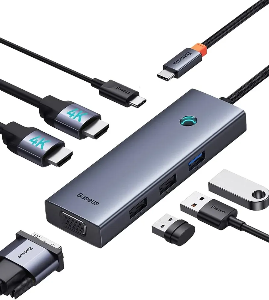 Docking Station Baseus USB-C Hub Dual 4K Triple Display 7 em 1