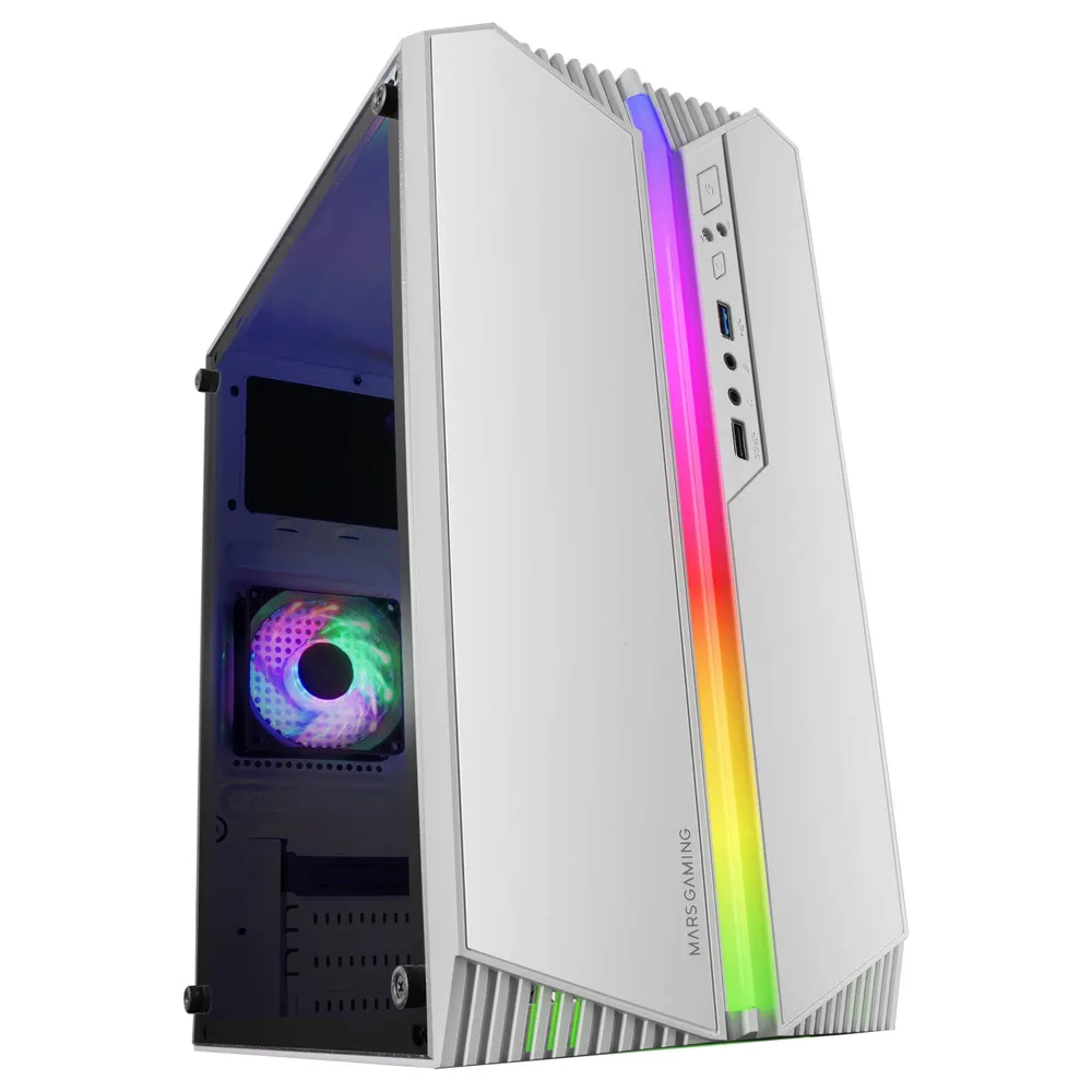 Caixa Micro-ATX Mars Gaming MC-S1 FRGB Tempered Glass Branca