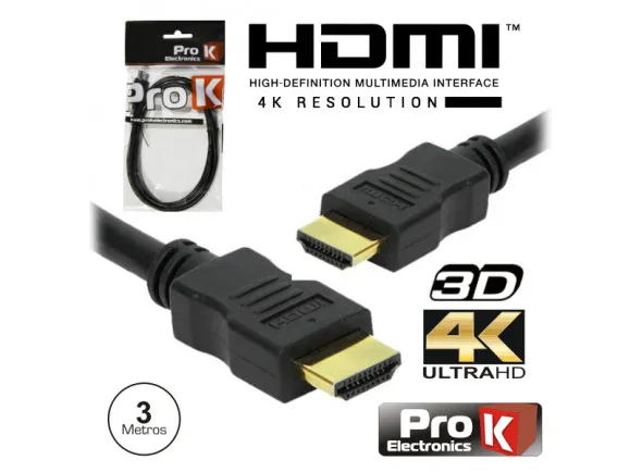 ProK Cabo HDMI Dourado Macho / Macho 2.0 4k Preto 3m