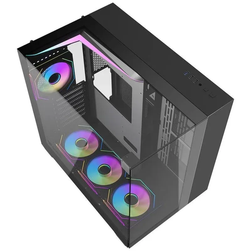 Caixa de Computador Caixa Torre Média Darkflash DF-TH285A12X-BK Vidro Temperado RGB Aquário