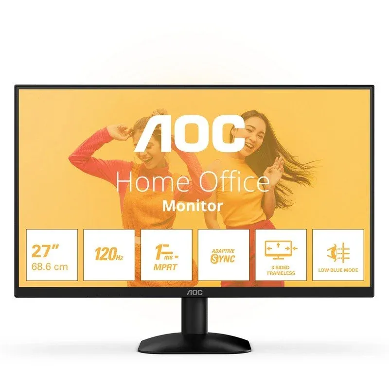 Monitor AOC 27" 1080p 100Hz VA FreeSync sem moldura FlickerFree Low Blue Light