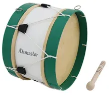 Bombo Tradicional Adamastor Nº2 Branco/Aro Verde 30cm