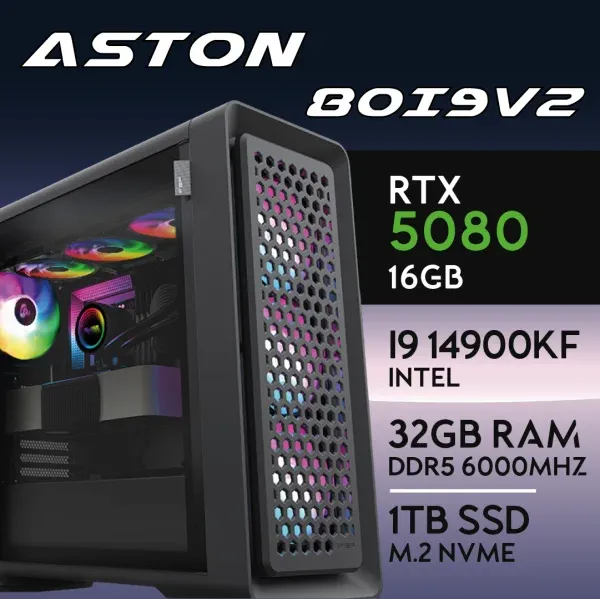 PC Gaming ASTON-80I9V2 - I9 14900K | RTX5080 16GB | 32GB | M.2 1TB