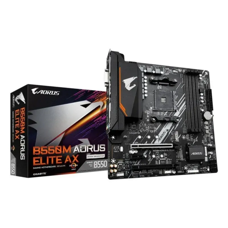 GIGABYTE B550M AORUS ELITE AX Motherboard Micro-ATX B550 AMD AM4 WiFi 6E RGB