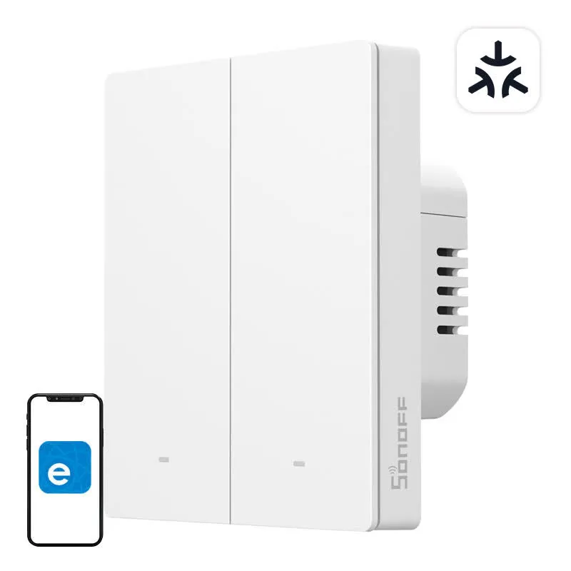 Sonoff M5-2C-WiFi Matter tomada inteligente de parede 2 canais para moldura 80W