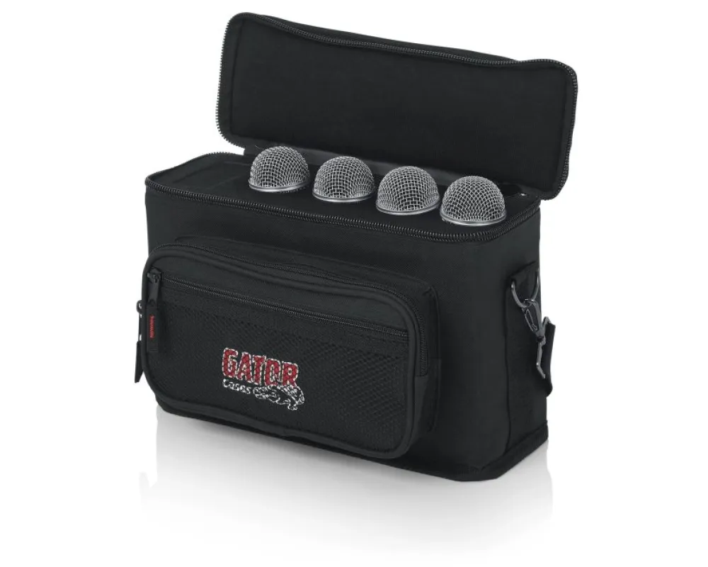 Gator GM-4 - Padded Bag for Up to 4 Mics w Exterior Pockets for Cables