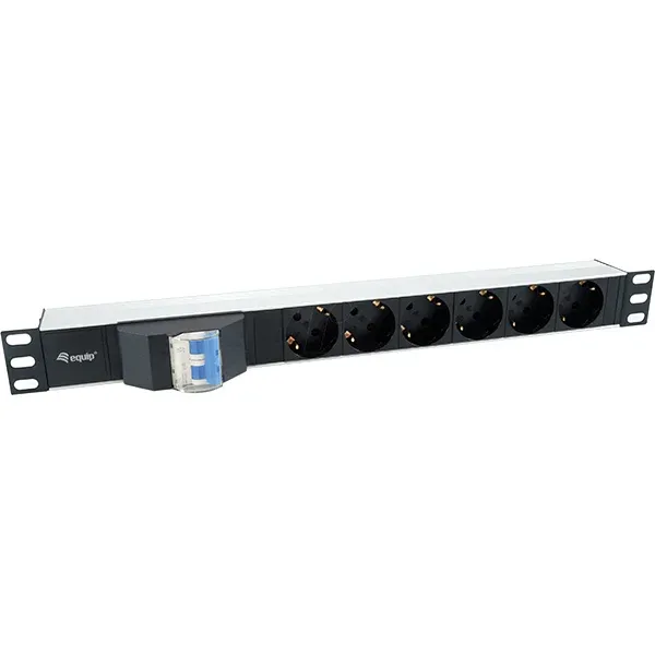 Equip regua tomadas 19" 6xschuko 16a c/disjuntor alu. 1.8mt