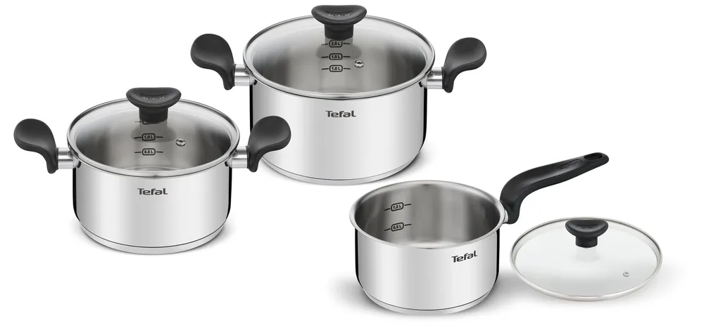 Tefal Primary 3 Peças Para Utensílios De Cozinha Bateria + Tampa 16/18/20