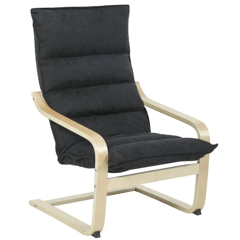 Cadeira Homcom Sillón Moderno Encosto Alto Madeira Preto