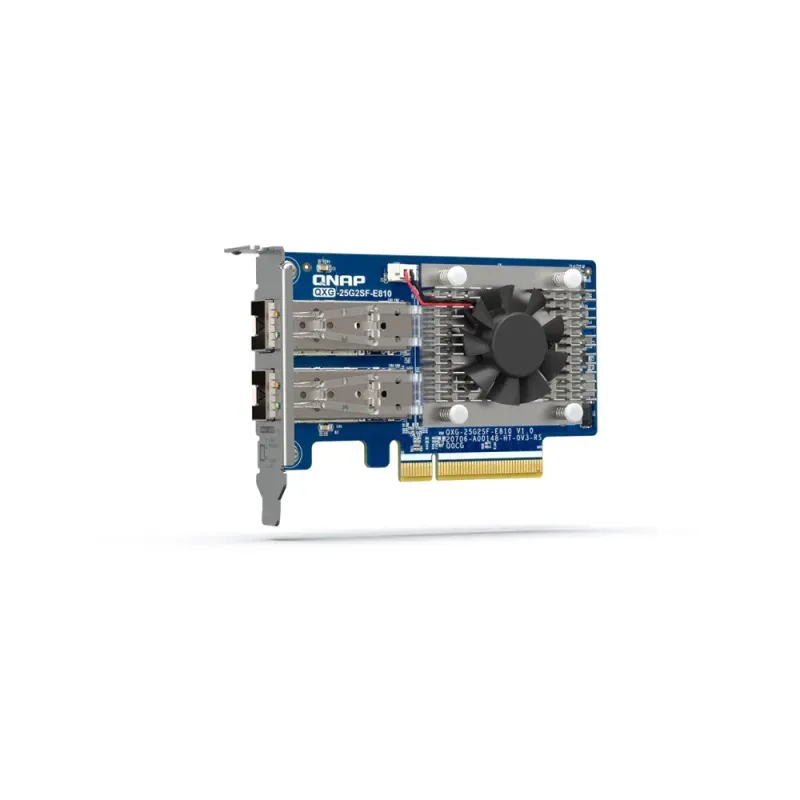 Adaptador de rede QNAP QXG-25G2SF-E810 PCIe 4.0 x8 baixo perfil 25 Gigabit SFP28 x 2 para P/N: CAB-DAC15M-SFP28, CAB-DAC30M-SFP28, TRX-10GITSFPP-SR, TRX-25GSFP28-SR