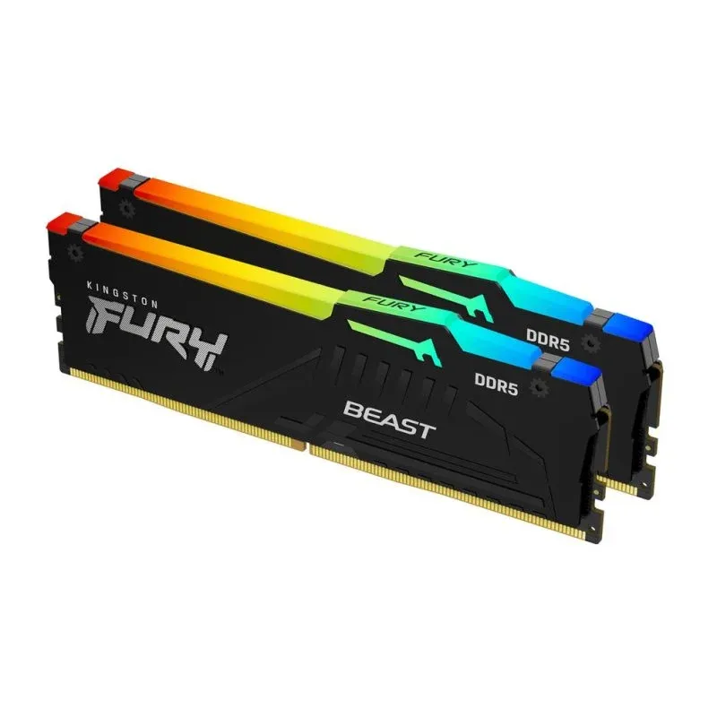 Memória RAM Kingston FURY Beast RGB 32GB 2x16GB DDR5 6400MHz CL32 AMD EXPO Preto